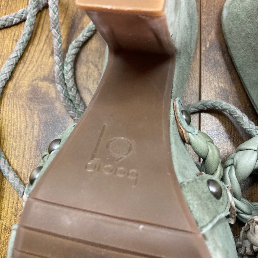 Bacio 61 Women Olive Green Suede Braided Lace Up Wedge Platform Heels Sandal 6.5 - Picture 8 of 8